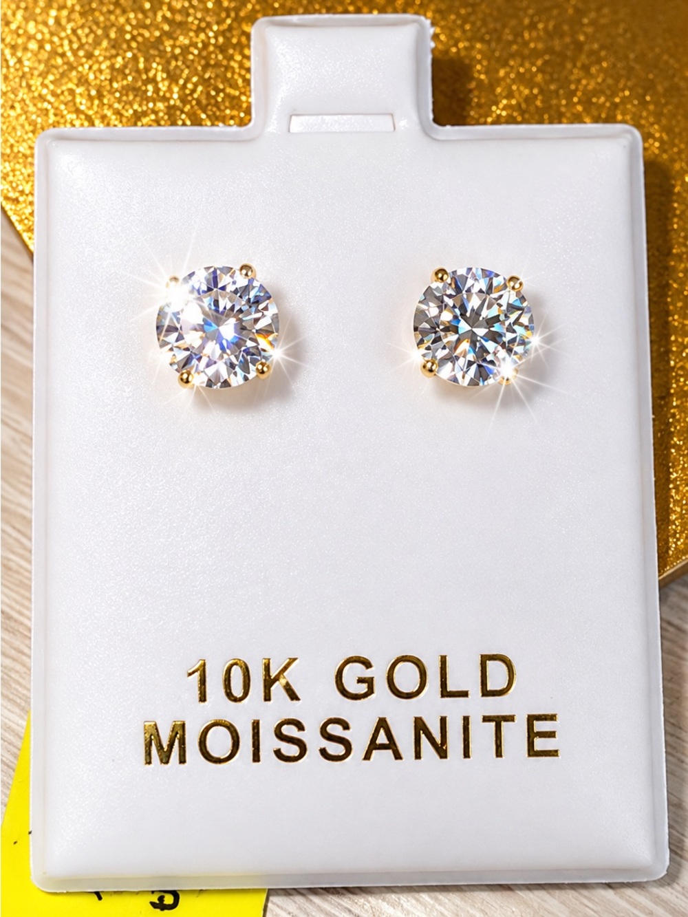 10K Solid Gold Moissanite Stud Earrings 1.68 CTTW Round Brilliant - Picture 3 of 7